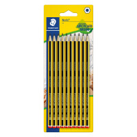 STAEDTLER Bleistift Noris 120, Made from Upcycled Wood, Härtegrad HB, Rutschfeste Soft-Oberfläche, hohe Buchfestigkeit, hohe Qualität Made in Germany, Blisterkarte mit 10 Stück, 120-2BK10D