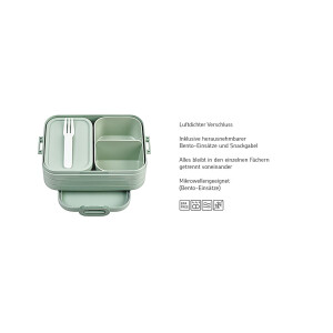 Mepal Bento Brotdose Midi Take A Break - mit Bento Box - Für 2 Sandwiches oder 4 Brotscheiben - Lunchbox für kleine Snacks & Reste - Erwachsene Essenbox mit Fächern - Cool Grey