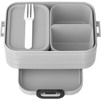 Mepal Bento Brotdose Midi Take A Break - mit Bento Box - Für 2 Sandwiches oder 4 Brotscheiben - Lunchbox für kleine Snacks & Reste - Erwachsene Essenbox mit Fächern - Cool Grey