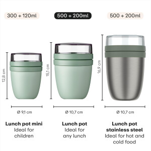 Mepal | Lunchpot Ellipse Mixed | Campus Red + Vivid Lilac | Müslibecher to go | Unterteilung für Joghurt & Müsli | 500 ml + 200 ml | Geeignet für Gefrierschrank, Mikrowelle & Spülmaschine
