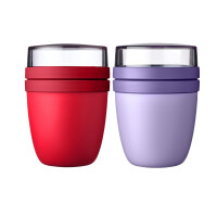 Mepal | Lunchpot Ellipse Mixed | Campus Red + Vivid Lilac | Müslibecher to go | Unterteilung für Joghurt & Müsli | 500 ml + 200 ml | Geeignet für Gefrierschrank, Mikrowelle & Spülmaschine