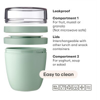 Mepal | Lunchpot Ellipse Mixed | Campus Red + Vivid Lilac | Müslibecher to go | Unterteilung für Joghurt & Müsli | 500 ml + 200 ml | Geeignet für Gefrierschrank, Mikrowelle & Spülmaschine