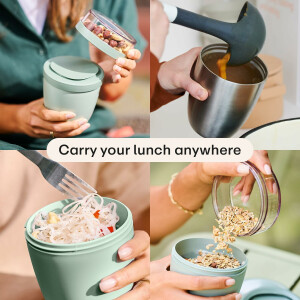 Mepal - Lunchpot Ellipse Duo Pack - Praktischer Müslibecher, Joghurtbecher, To Go Becher - Geeignet für Tiefkühler, Mikrowelle & Spülmachine - 300 & 500 ml - Campus Red
