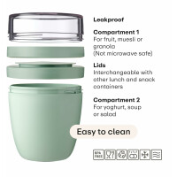 Mepal - Lunchpot Ellipse Duo Pack - Praktischer Müslibecher, Joghurtbecher, To Go Becher - Geeignet für Tiefkühler, Mikrowelle & Spülmachine - 300 & 500 ml - Campus Red