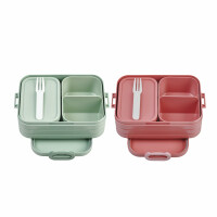 Mepal Bento Brotdose Midi Take A Break Mixed - mit Bento Box - Für 2 Sandwiches oder 4 Brotscheiben - Lunchbox für kleine Snacks & Reste - Erwachsene Essenbox mit Fächern - Nordic Sage & Vivid Mauve