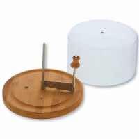 NEUSTANLO Käsehobel mit Haube Ø 21,7 cm | FSC-zertifiziertes Bambusholz | perfekt für Tête de Moine & andere Käsesorten | hygienische Aufbewahrung | langlebig & multifunktional