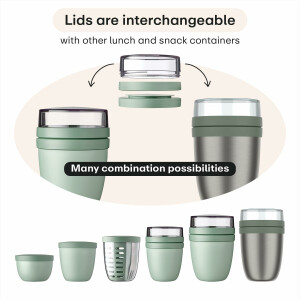 Mepal - Klapplöffel Set mit Lunchpot Ellipse - Praktischer Joghurtbecher & Müslibecher - Unterteilung für Joghurt & Müsli - Geeignet für Gefrierschrank, Mikrowelle & Spülmaschine - Campus Red