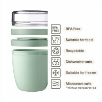 Mepal - Klapplöffel Set mit Lunchpot Ellipse - Praktischer Joghurtbecher & Müslibecher - Unterteilung für Joghurt & Müsli - Geeignet für Gefrierschrank, Mikrowelle & Spülmaschine - Campus Red