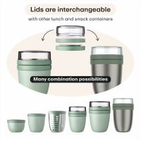 Mepal - Klapplöffel Set mit Lunchpot Ellipse - Praktischer Joghurtbecher & Müslibecher - Unterteilung für Joghurt & Müsli - Geeignet für Gefrierschrank, Mikrowelle & Spülmaschine - Campus Red