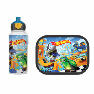 Mepal - Pausenset Campus Set für Kinder mit Pop-up Trinkflasche & Lunch Box - Lunch-Set für die Schule oder unterwegs - Spülmaschinenfest - 400 + 750 ml - Hot Wheels