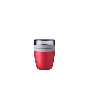 Mepal Müslibecher to go, Klein, praktischer Joghurtbecher to go - Unterteilung für Joghurt & Müsli - Geeignet für Gefrierschrank, Mikrowelle & Spülmaschine - 300 ml + 120 ml - Nordic Red