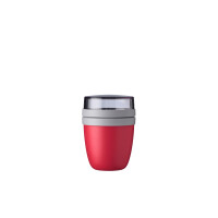 Mepal Müslibecher to go, Klein, praktischer Joghurtbecher to go - Unterteilung für Joghurt & Müsli - Geeignet für Gefrierschrank, Mikrowelle & Spülmaschine - 300 ml + 120 ml - Nordic Red
