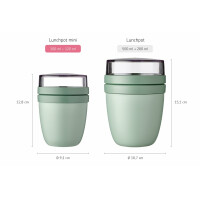 Mepal Müslibecher to go, Klein, praktischer Joghurtbecher to go - Unterteilung für Joghurt & Müsli - Geeignet für Gefrierschrank, Mikrowelle & Spülmaschine - 300 ml + 120 ml - Nordic Red