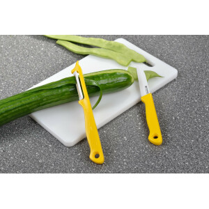 GRÄWE Keramik Messerset Cerahome 2-teilig | Messer (7,5 cm) & Schäler (18 cm) | Zirkonia-Klinge & Kunststoffgriff | hygienisch, geschmacksneutral & leicht | Gelb