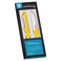 GRÄWE Keramik Messerset Cerahome 2-teilig | Messer (7,5 cm) & Schäler (18 cm) | Zirkonia-Klinge & Kunststoffgriff | hygienisch, geschmacksneutral & leicht | Gelb