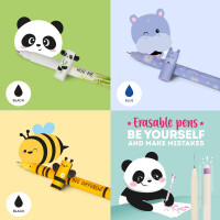 LEGAMI Stifte Set [7 Stck.], Panda, Giraffe, Corgi, Biene, Kitty, Lama und Hippo, erasable pen