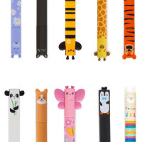 LEGAMI Stifte Set [10 Stck.], radierbare Gelstifte mit Motiven Schmetterling, Tiger, Hippo, Lama, Corgi,Giraffe und viele mehr (10er Set)