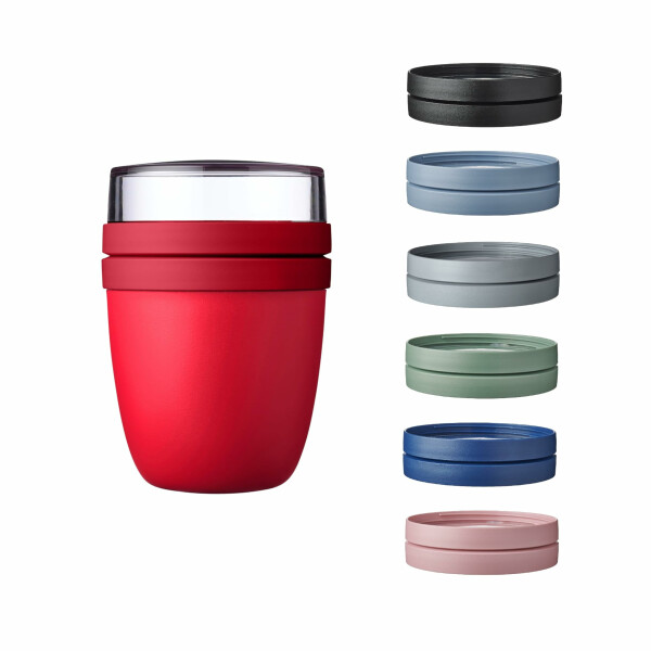 Mepal | Lunchpot Vario Ellipse | erstelle dir deinen Lunchpot wie er dir gefällt | Praktischer Müslibecher | Geeignet für Tiefkühler, Mikrowelle & Spülmachine | Campus Red
