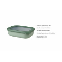 Mepal Multi Bowl Cirqula Rectangular - Mikrowellen Geschir - Geeignet als Luftdichte Aufbewahrungsbox für den Kühlschrank, Mikrowellengeschirr & als Frischhaltedosen - 2000 ml - Nordic sage