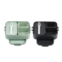 Mepal Bento Brotdose Midi Take A Break Mixed - mit Bento Box - Für 2 Sandwiches oder 4 Brotscheiben - Lunchbox für kleine Snacks & Reste - Erwachsene Essenbox mit Fächern - Nordic Sage & Nordic Black