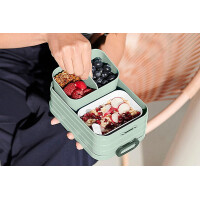 Mepal Bento Brotdose Midi Take A Break Mixed - mit Bento Box - Für 2 Sandwiches oder 4 Brotscheiben - Lunchbox für kleine Snacks & Reste - Erwachsene Essenbox mit Fächern - Nordic Sage & Nordic Black