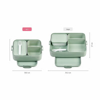 Mepal Bento Brotdose Midi Take A Break Mixed - mit Bento Box - Für 2 Sandwiches oder 4 Brotscheiben - Lunchbox für kleine Snacks & Reste - Erwachsene Essenbox mit Fächern - Nordic Sage & Vivid Blue