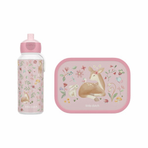 Mepal - Pausenset Campus Little Dutch - Set für Kinder mit Pop-up Trinkflasche & Lunch Box - Lunch-Set für die Schule oder unterwegs - Spülmaschinenfest - 400 + 750 ml - Fairy Garden