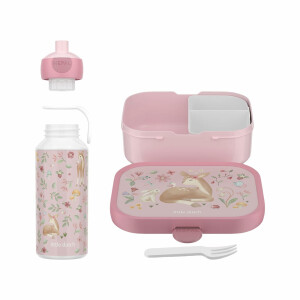 Mepal - Pausenset Campus Little Dutch - Set für Kinder mit Pop-up Trinkflasche & Lunch Box - Lunch-Set für die Schule oder unterwegs - Spülmaschinenfest - 400 + 750 ml - Fairy Garden