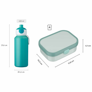 Mepal - Pausenset Campus Little Dutch - Set für Kinder mit Pop-up Trinkflasche & Lunch Box - Lunch-Set für die Schule oder unterwegs - Spülmaschinenfest - 400 + 750 ml - Fairy Garden