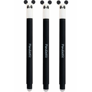 EBERHARD FABER 599017 - Tintenroller radierbar Panda, 3 Animal Erase it Stifte, Gelschreiber blau 0,7 mm