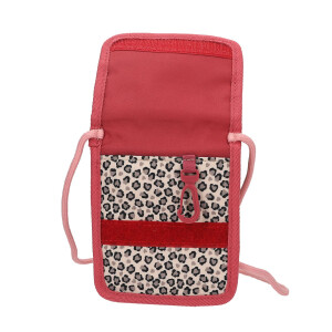 Depesche Unisex Kinder 13647 TOPModel Leoheart-Brustbeutel in Rosa und Rot, mit Model Motiv und Leo Muster, Umhängetasche mit Klettverschluss und vielen Fächern