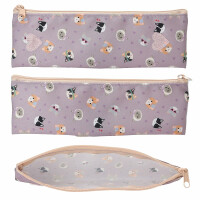 Depesche 13658 TOPModel Kitty and Doggy - Gefüllte Federtasche in Lila, inkl. Schlampermappe, mit Model Motiv und Katzen Muster, Federmappe mit Buntstiften, Schere UVM.