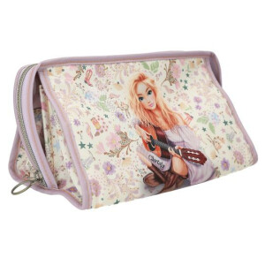 Depesche Unisex Kinder 13669 TOPModel Cowgirl-Allzwecktasche in Lila, mit Model Motiv und Blumen Muster, Täschchen mit langem Reißverschluss, Creme