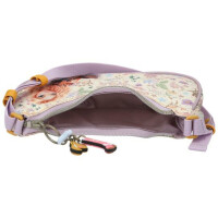 Depesche Unisex Kinder Halbmond 13670 TOPModel Cowgirl-Kleine Handtasche in Lila, mit Model Motiv und Blumen Muster, Täschchen mit Reißverschluss-Anhänger, Creme