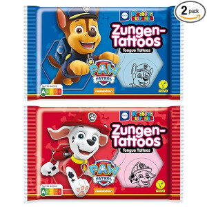 Küchle Knabber Esspapier Zungentattoos 3er Set (3x11g) - Vegane Süßigkeit mit PawPatrol Motiven, zufällige Auswahl aus 4 Motiven, Rote & Blaue Oblaten mit fruchtigem Süßem Geschmack