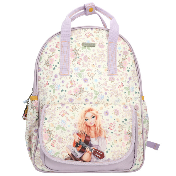 Depesche 13672 TOPModel Cowgirl - Rucksack in Lila und Creme, mit Model Motiv und Blumen-Muster, Tasche mit verstellbaren Trägern
