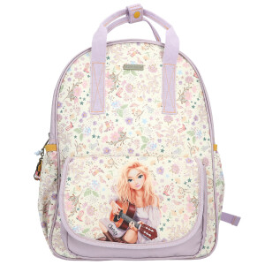 Depesche 13672 TOPModel Cowgirl - Rucksack in Lila und Creme, mit Model Motiv und Blumen-Muster, Tasche mit verstellbaren Trägern
