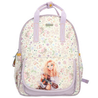 Depesche 13672 TOPModel Cowgirl - Rucksack in Lila und Creme, mit Model Motiv und Blumen-Muster, Tasche mit verstellbaren Trägern