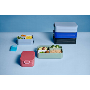 Mepal Bento Brotdose Midi Take A Break Mixed - mit Bento Box - Für 2 Sandwiches oder 4 Brotscheiben - Lunchbox für kleine Snacks & Reste - Erwachsene Essenbox mit Fächern - Nordic Sage & Vivid Green