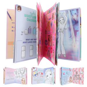 Depesche 13137 TOPModel Beauty Fun - Malbuch mit 36 Seiten zum Gestalten von Model-Motiven, inkl. 3 Doppelseiten Aufkleber