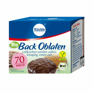 Küchle Bio Backoblaten 70mm im 10er Vorratspack | Vegan | Rund mit 70 mm Durchmesser | Zum Backen von z.B. Lebkuchen | Innen zart, außen knusprig | 10 x 36g