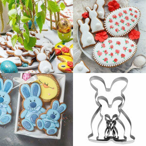 Neustanlo Ausstechformen Ostern 5-teilig | Plätzchenausstecher Set mit Hase & Oster-Motiven | Edelstahl Keksformen für Osterplätzchen | wiederverwendbar & spülmaschinenfest | ideales Ostergeschenk