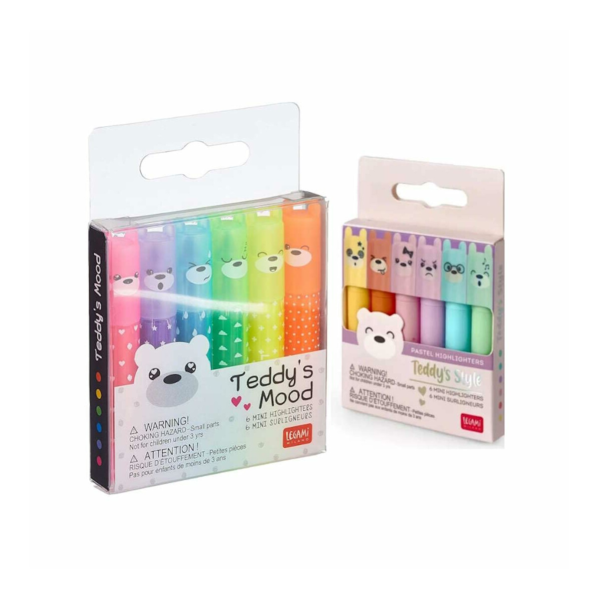 LEGAMI Bundle 6er Set Mini Textmarker Teddys Mood und 6er Se