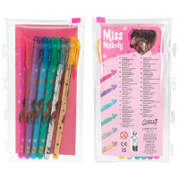 Depesche 12931 Miss Melody Create your Glitter Horses - Malbuch mit 30 Seiten zum Gestalten von Pferde-Motiven, inkl. 6 glitzernden Gelstiften
