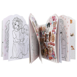 Depesche 12714_A Top Model Mal- und Stickerbuch Kitty and Doggy, lila, 1250072