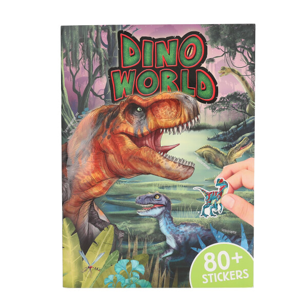 Depesche 13207 Dino World - Stickerbuch mit 20 illustrierten Hintergrundseiten zum Gestalten von Dinosaurier Motiven, inkl. 6 Seiten Aufkleber mit Papier- und Puffy-Stickern