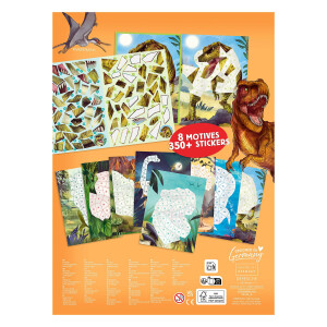 Depesche 13243 Dino World Number Sticker - Stickerbuch mit 16 Seiten zum Gestalten von Dino-Motiven nach Zahlen, inklusive 8 Stickerbogen