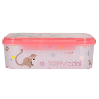 Depesche 13414 TOPModel Juicy - Brotdose in Grün und Rosa, mit Model Motiv und Blumen Muster, Lunchbox mit 3 Fächern und Klappdeckel