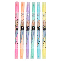 Depesche 13385 TOPModel - Fasermaler Set mit 6 Pastell-Farben im Etui, Doppel-Filzstifte mit je einer breiten und einer dünnen Seite