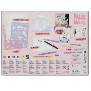 Depesche 13433 Miss Melody - Handlettering Briefbox im Pferde Design, Schreibset inkl. Briefpapier, Umschläge, Sticker, Stifte uvm.